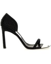 Sergio Rossi - Area Dagger Satin Sandals With Rhinestone - Lyst