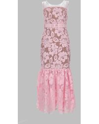 Self-Portrait - Midi Crochet Dress Polyester - Lyst