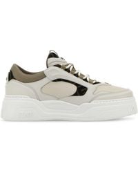 Fendi - Force Leather Sneakers With Ff Jacquard And Mesh Details - Lyst