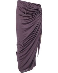 Balmain - Draped Viscose Jersey Slit Midi Skirt - Lyst