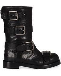 Dolce & Gabbana - Dolce & Gabbana Leather Boots With Straps - Lyst