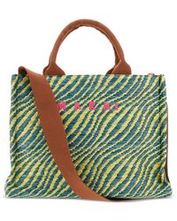 Marni - Wavy Raffia-Effect Small Tote Bag - Lyst