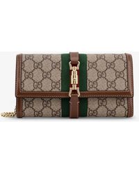 Gucci - Jackie 1961 Gg Supreme Fabric And Leather Wallet With Shoulder Strap - Lyst
