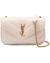 Saint Laurent - Ivory Leather Mini Loulou Crossbody Bag - Lyst