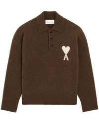 Ami Paris - Ami De Coeur Wool Polo Sweater - Lyst