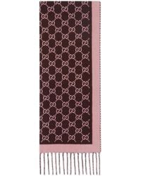Gucci - "Fringed Monogram Wool Scarf" - Lyst