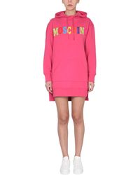 Moschino - Dress With Flocked Logo - Lyst