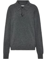 Maison Margiela - Draped Collar Wool Polo Sweater - Lyst