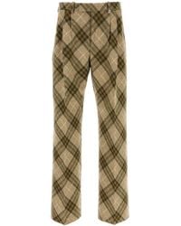 Burberry - Pleated Checkered Tailored Trousers - Lyst