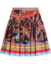 Dolce & Gabbana - Dolce & Gabbana Poplin Miniskirt With Carretto Print - Lyst