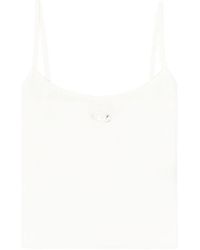 DIESEL - Ribbed Stretch Cotton Top With Metallic Oval D Logo - Lyst