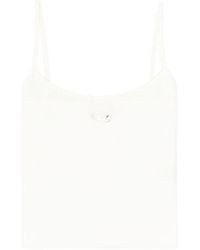 DIESEL - Ribbed Stretch Cotton Top With Metallic Oval D Logo - Lyst