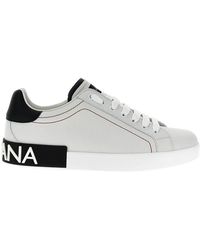 Dolce & Gabbana - Logo Portofino Leather Low-Top Trainers - Lyst