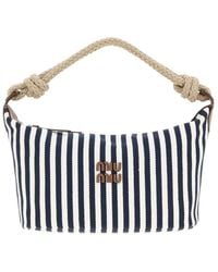 Miu Miu - Embroidered Canvas Shopping Bag - Lyst
