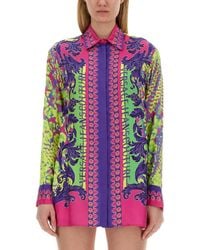 Versace Jeans Couture - Shirt With Print And Logo - Lyst