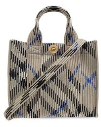 Burberry - Embroidered Fabric Check Mini Handbag - Lyst