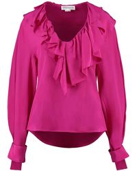 Victoria Beckham - Ruffled Silk Blouse - Lyst