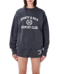 Sporty & Rich - Sporty & Rich Sporty & Rich Carbon Varsity Crest Crewneck - Lyst