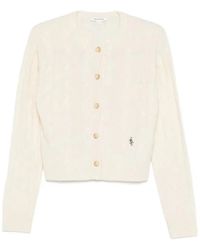 Sporty & Rich - "Src" Cableknit Cashmere Cardigan - Lyst