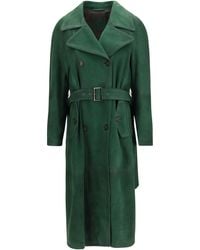Valstar - Vintage Effect Suede Double Breasted Trench Coat - Lyst