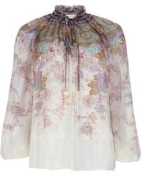Zimmermann - Blusa "Luna" Con Maniche A Sbuffo - Lyst