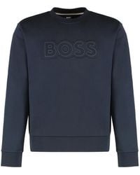 BOSS - Logo Detail Cotton Sweatshirt - Lyst
