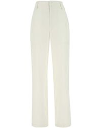 Bottega Veneta - Ivory Cotton Wide-Leg Pant - Lyst