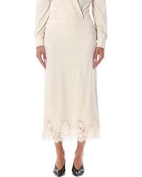 Alberta Ferretti - Alberta Ferretti Lace-Trim Midi Skirt - Lyst