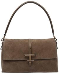 Tod's - Flap T-Timeless Suede Small Shoulder Bag - Lyst