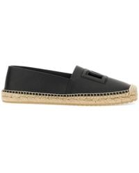 Dolce & Gabbana - Cut-Out Leather Espadrilles With Dg Logo - Lyst