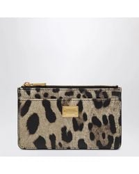 Dolce & Gabbana - Dolce&Gabbana Leopard-Print Dauphine Leather Card Holder With Zip - Lyst