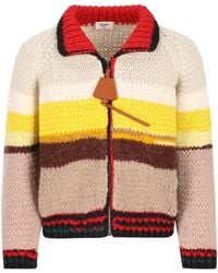 Celine - Striped Zip-Up Cardigan - Lyst