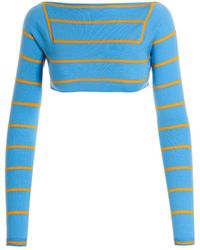 PUCCI - Striped Wool Cut-Out Crop Sweater - Lyst