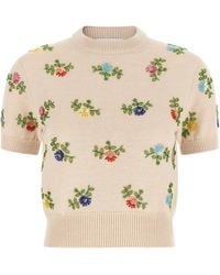 Rabanne - Sweater With Beads Embroidery - Lyst