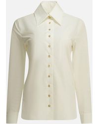 KHAITE - Ivy High Neck Chalk Shirt - Lyst