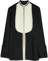 Jil Sander - Camisa Larga Pechera Contraste - Lyst