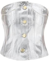 Ganni - Organic Cotton Denim Corset - Lyst
