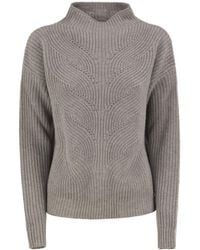 Herno - Pure Wool Jumper With Textured Knit And High Neck - Lyst