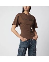 Courreges - Courrèges Brick/ Cotton T-Shirt With Logo - Lyst
