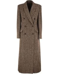 Brunello Cucinelli - Double-Breasted Wool And Alpaca Herringbone Coat - Lyst