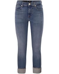 7 For All Mankind - Relaxed Skinny Cropped Slim Illusion Stretch Denim Jeans - Lyst