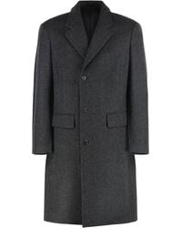 Prada - Single-Breasted Wool Coat - Lyst