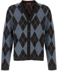 Gucci - Embroidered Stretch Wool Blend Cardigan - Lyst