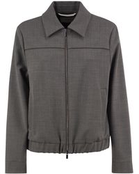 Peserico - Stretch Wool Blend Bomber Jacket - Lyst