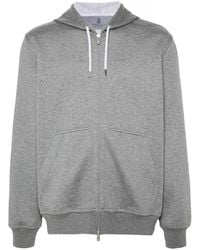 Brunello Cucinelli - Melange Cotton-Blend Zip-Up Hoodie Featuring Cashmere, Silk, And Kangaroo Pockets - Lyst
