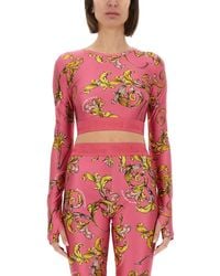 Versace Jeans Couture - Outline Baroque Short Top - Lyst