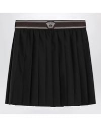 Versace - Wool And Mohair Pleated Mini Skirt - Lyst