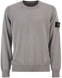 Stone Island - Crew Neck Jumper With Small Lapel - Lyst