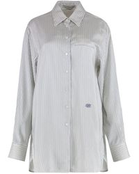 Stella McCartney - Shirt Striped Silk-Steel - Lyst