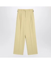 Ami Paris - Wide Lime-Coloured Wool Trousers - Lyst